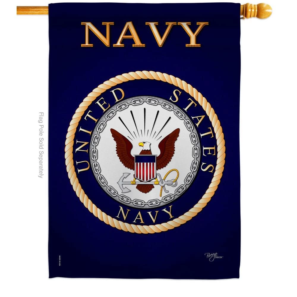 Breeze Decor 28 in. x 40 in. Navy House Flag Double-Sided Armed Forces Decorative Vertical Flags 1 Breeze Decor 28 in. x 40 in. Navy House Flag Double-Sided Armed Forces Decorative Vertical Flags