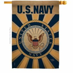 Breeze Decor 28 in. x 40 in. Navy House Flag Double-Sided Armed Forces Decorative Vertical Flags