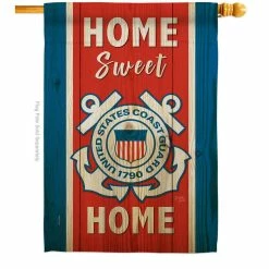 Breeze Decor 2.3 ft. x 3.3 ft. Home Sweet Coast Guard 2-Sided House Flag Armed Forces Decorative Vertical Flags