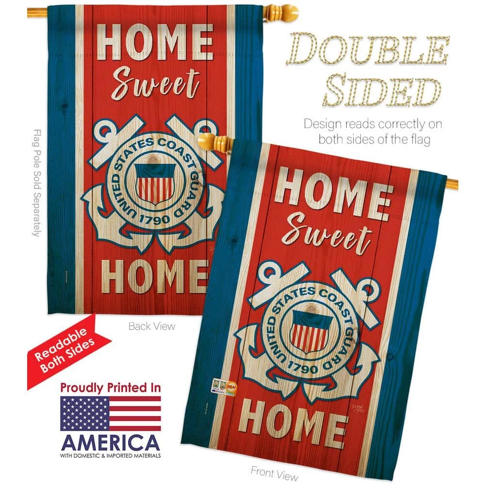 Breeze Decor 2.3 ft. x 3.3 ft. Home Sweet Coast Guard 2-Sided House Flag Armed Forces Decorative Vertical Flags 2 Breeze Decor 2.3 ft. x 3.3 ft. Home Sweet Coast Guard 2-Sided House Flag Armed Forces Decorative Vertical Flags - Image 2