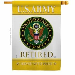 Breeze Decor 2.3 ft. x 3.3 ft. US Army Retired House Flag 2-Sided Armed Forces Decorative Vertical Flags