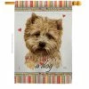Breeze Decor 28 in. x 40 in. Cairn Terrier Happiness House Flag Double-Sided Readable Both Sides Animals Dog Decorative