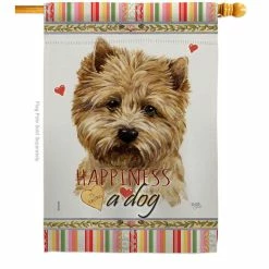 Breeze Decor 28 in. x 40 in. Cairn Terrier Happiness House Flag Double-Sided Readable Both Sides Animals Dog Decorative