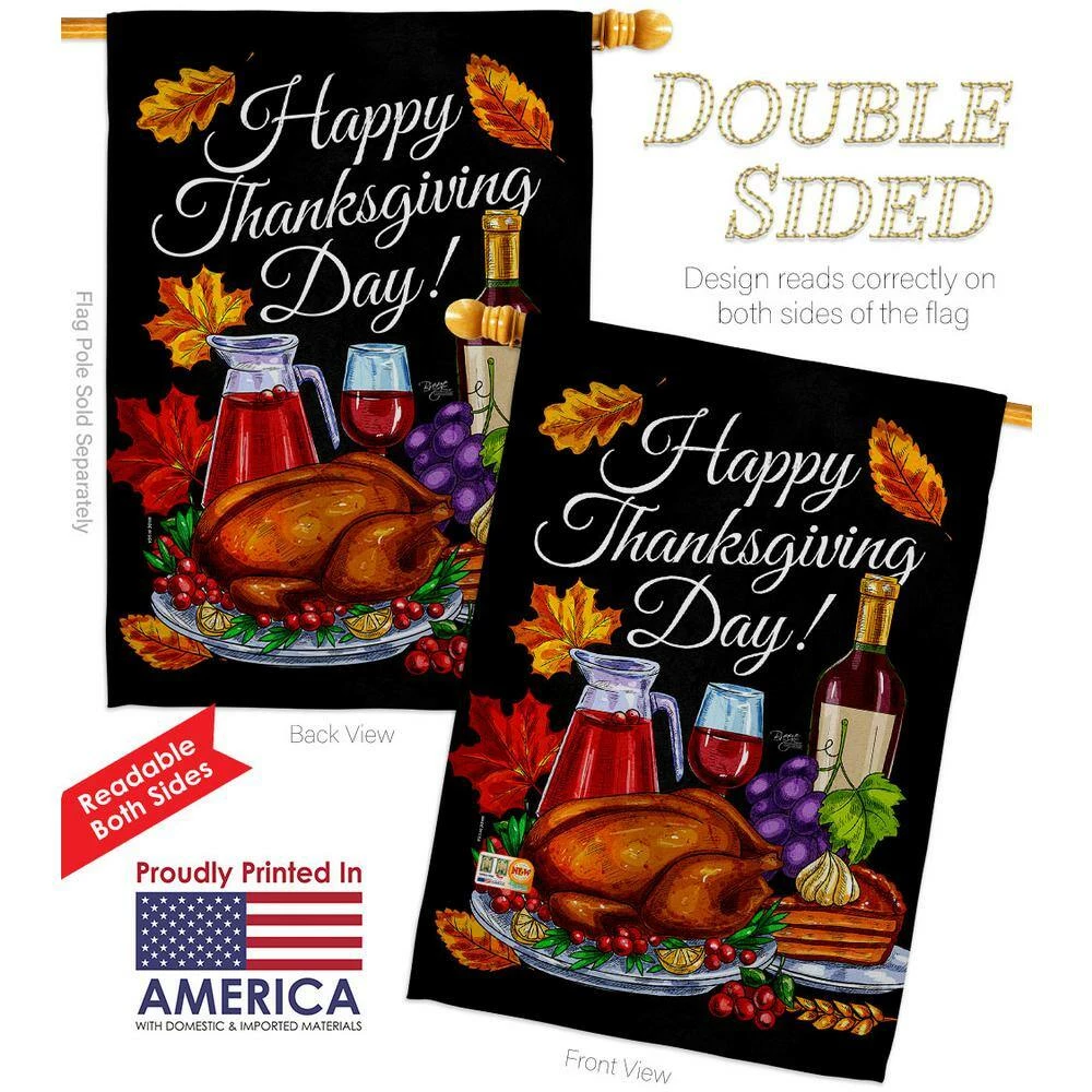 Breeze Decor 28 in. x 40 in. Thanksgiving Dinner House Flag Double-Sided Readable Both Sides Fall Thanksgiving Decorative 2 Breeze Decor 28 in. x 40 in. Thanksgiving Dinner House Flag Double-Sided Readable Both Sides Fall Thanksgiving Decorative - Image 2