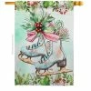 Breeze Decor 28 in. x 40 in. Winter Skate House Flag Double-Sided Readable Both Sides Winter Wonderland Decorative