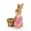 Noble House Ello me 19.75 in. Tall Brown and Pink Concrete Lightweight Rabbit Planter