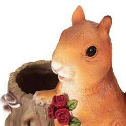 Noble House Rogge 15.25 in. Tall Brown Lightweight Concrete Squirrel Planter -Breeze Decor Sales Store brown noble house plant pots 105957 1f 1000