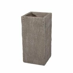 Noble House Tengren 24 in. Tall Brown Wood Lightweight Concrete Outdoor Planter