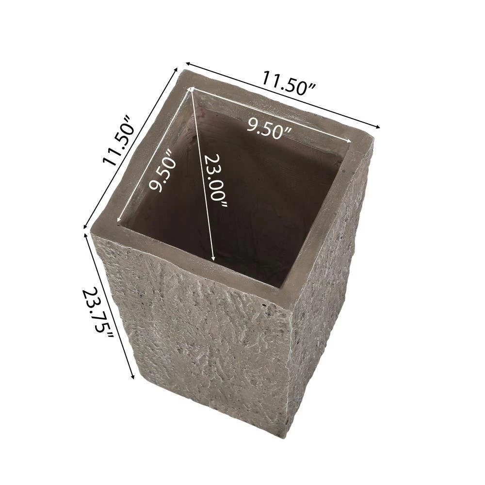 Noble House Tengren 24 in. Tall Brown Wood Lightweight Concrete Outdoor Planter 4 Noble House Tengren 24 in. Tall Brown Wood Lightweight Concrete Outdoor Planter - Image 4