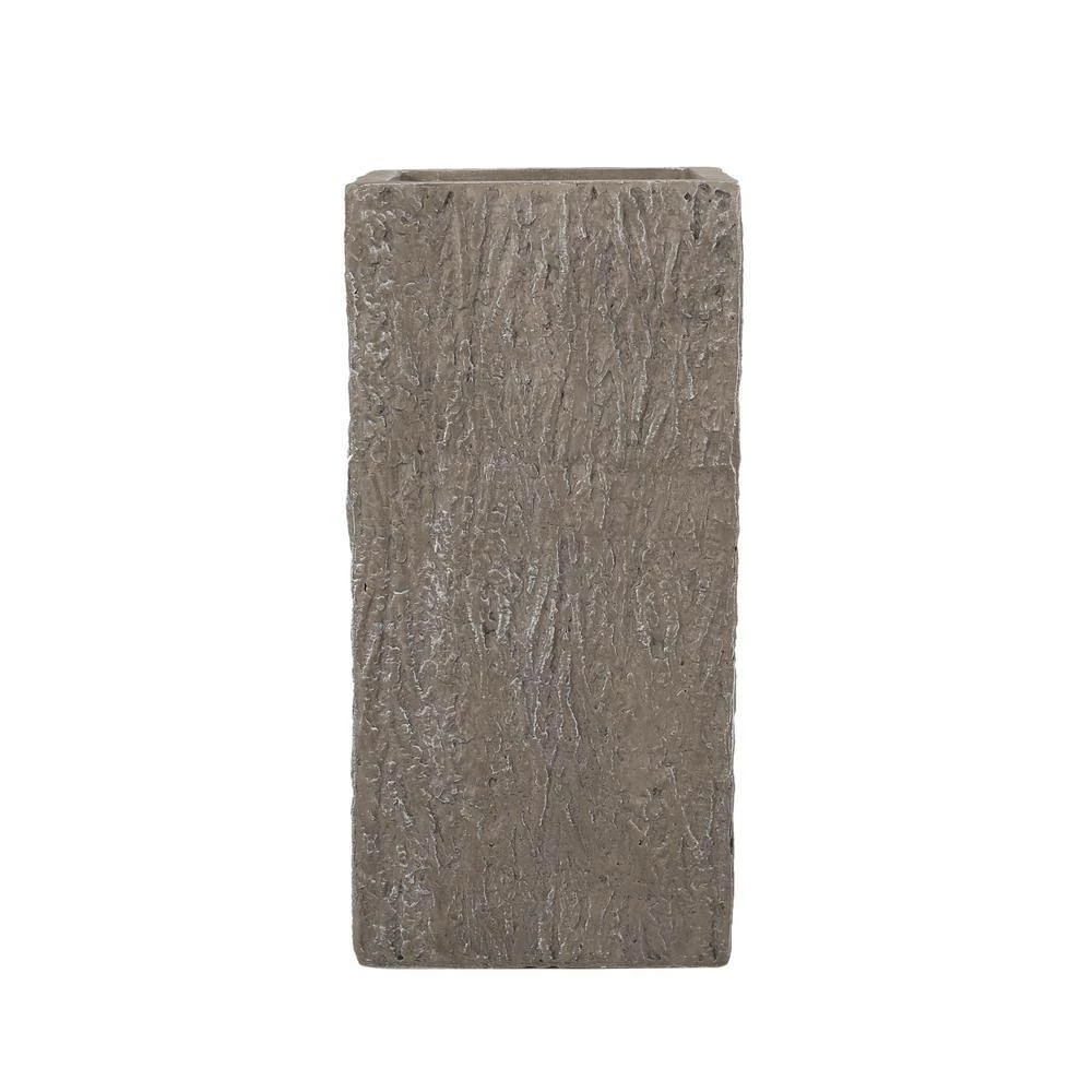 Noble House Tengren 24 in. Tall Brown Wood Lightweight Concrete Outdoor Planter 2 Noble House Tengren 24 in. Tall Brown Wood Lightweight Concrete Outdoor Planter - Image 2