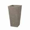 Noble House Leiman 31 in. Tall Brown Wood Lightweight Concrete Outdoor Planter