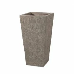 Noble House Leiman 31 in. Tall Brown Wood Lightweight Concrete Outdoor Planter
