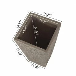 Noble House Leiman 31 in. Tall Brown Wood Lightweight Concrete Outdoor Planter -Breeze Decor Sales Store brown wood noble house plant pots 107609 c3 1000