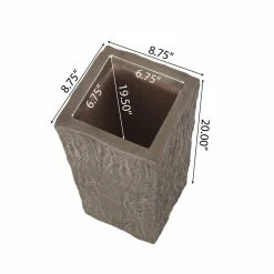 Noble House Tengren 24 in. and 20 in. Tall Brown Wood Lightweight Concrete Outdoor Planter Set -Breeze Decor Sales Store brown wood noble house plant pots 108240 1f 1000