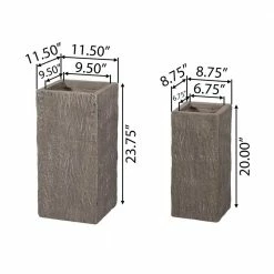 Noble House Tengren 24 in. and 20 in. Tall Brown Wood Lightweight Concrete Outdoor Planter Set -Breeze Decor Sales Store brown wood noble house plant pots 108240 c3 1000