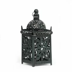 Noble House Parkman 15.5 in. Black Small Patina Iron Decorative Lantern -Breeze Decor Sales Store browns tans noble house outdoor lanterns 105192 40 1000