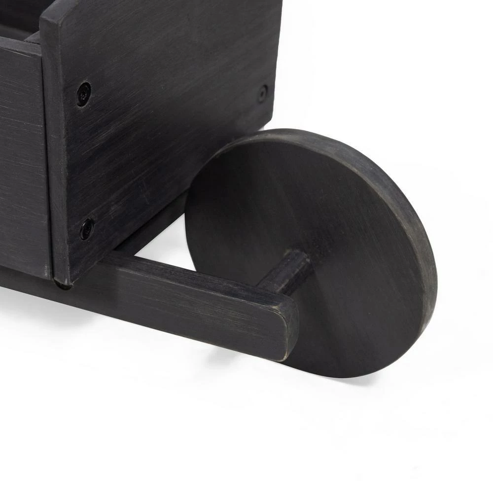 Noble House Smyrna 29.50 in. Dark Gray Wood Wheelbarrow Planter 6 Noble House Smyrna 29.50 in. Dark Gray Wood Wheelbarrow Planter - Image 6