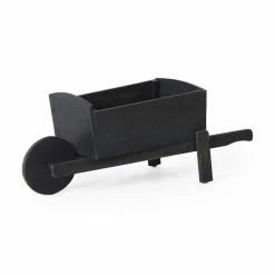 Noble House Smyrna 29.50 in. Dark Gray Wood Wheelbarrow Planter