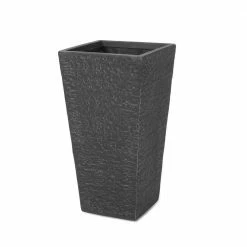 Noble House Hildreth 30 in. Tall Gray Lightweight Concrete Outdoor Planter
