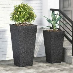 Noble House Hildreth 30 in. and 26.5 in. Tall Gray Lightweight Concrete Outdoor Planter Set -Breeze Decor Sales Store gray noble house plant pots 108242 31 1000