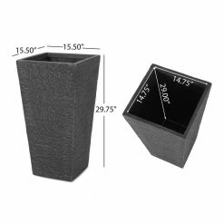 Noble House Hildreth 30 in. and 26.5 in. Tall Gray Lightweight Concrete Outdoor Planter Set -Breeze Decor Sales Store gray noble house plant pots 108242 4f 1000