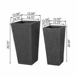 Noble House Hildreth 30 in. and 26.5 in. Tall Gray Lightweight Concrete Outdoor Planter Set -Breeze Decor Sales Store gray noble house plant pots 108242 c3 1000