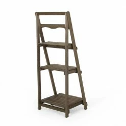 Noble House Monarch 3-Tier Gray Fir wood Outdoor Shelf -Breeze Decor Sales Store gray noble house plant stands 106984 66 1000