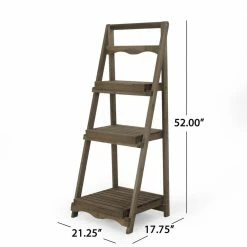 Noble House Monarch 3-Tier Gray Fir wood Outdoor Shelf -Breeze Decor Sales Store gray noble house plant stands 106984 c3 1000