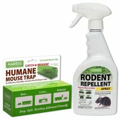 Harris Catch and Release Humane Mouse Trap and Rodent Repellent Spray Value Pack