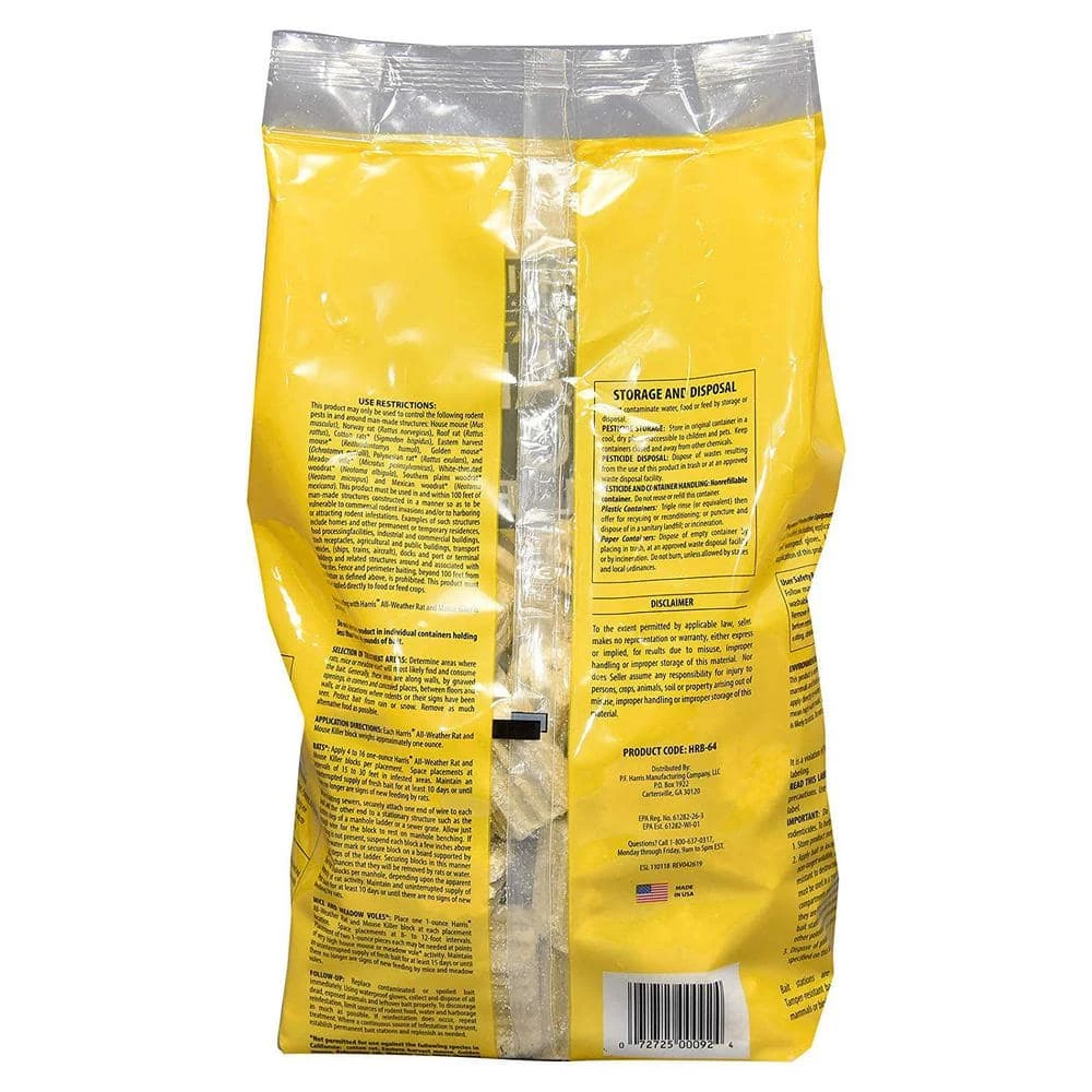 Harris 4 lbs./64 Bars All Weather Rat and Mouse Killer 2 Harris 4 lbs./64 Bars All Weather Rat and Mouse Killer - Image 2