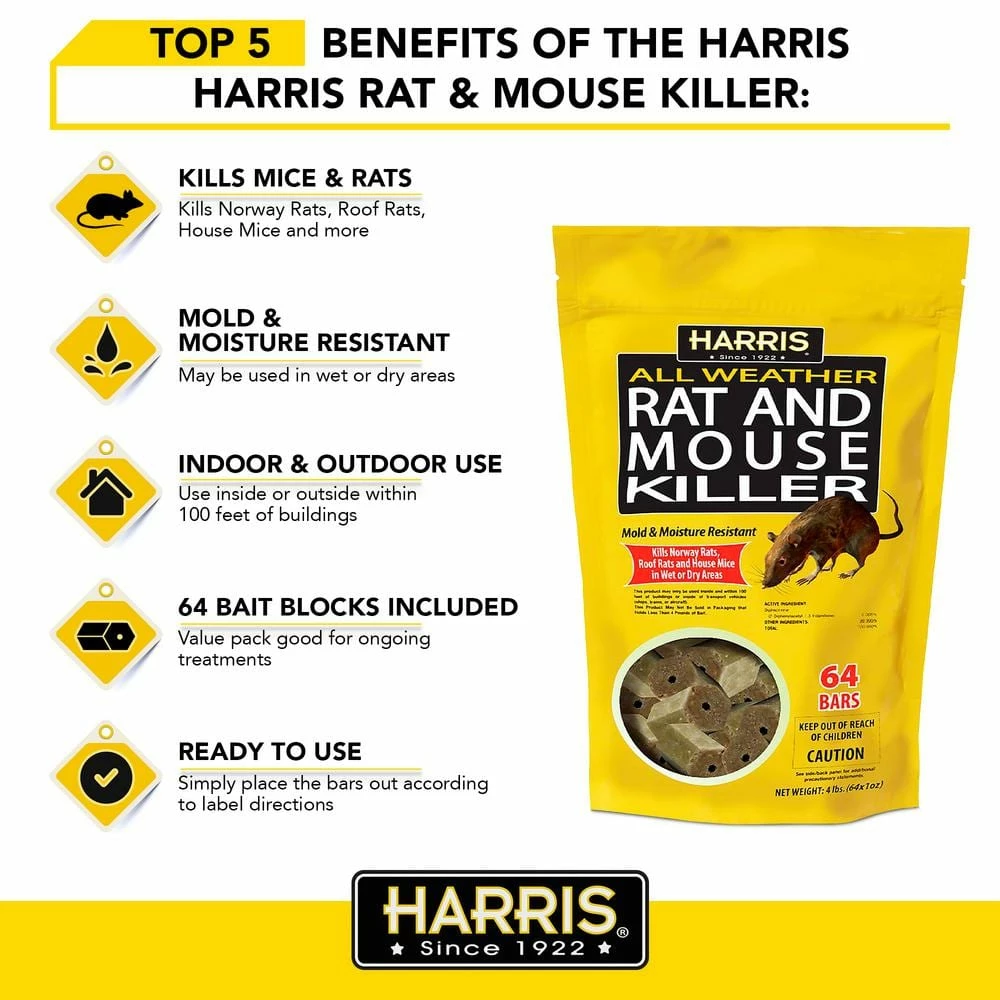 Harris 4 lbs./64 Bars All Weather Rat and Mouse Killer 6 Harris 4 lbs./64 Bars All Weather Rat and Mouse Killer - Image 6