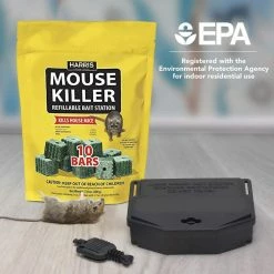 Harris Mouse Killer Bars and Locking Rat and Mouse Refillable Bait Station Value Pack -Breeze Decor Sales Store harris bait stations ratbox mbars 1f 1000