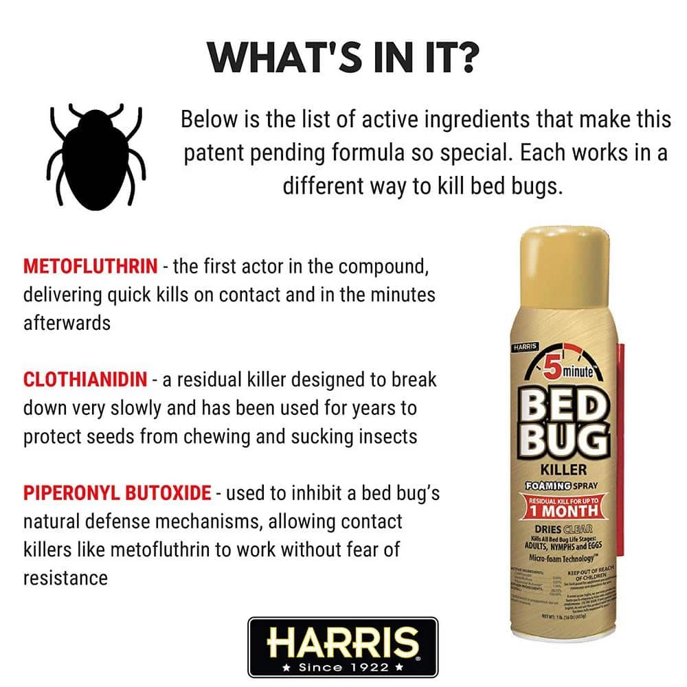 Harris 16 oz. 5-Minute Bed Bug Killer Foaming Spray/Kills All Life Stages (3-Pack) 6 Harris 16 oz. 5-Minute Bed Bug Killer Foaming Spray/Kills All Life Stages (3-Pack) - Image 6