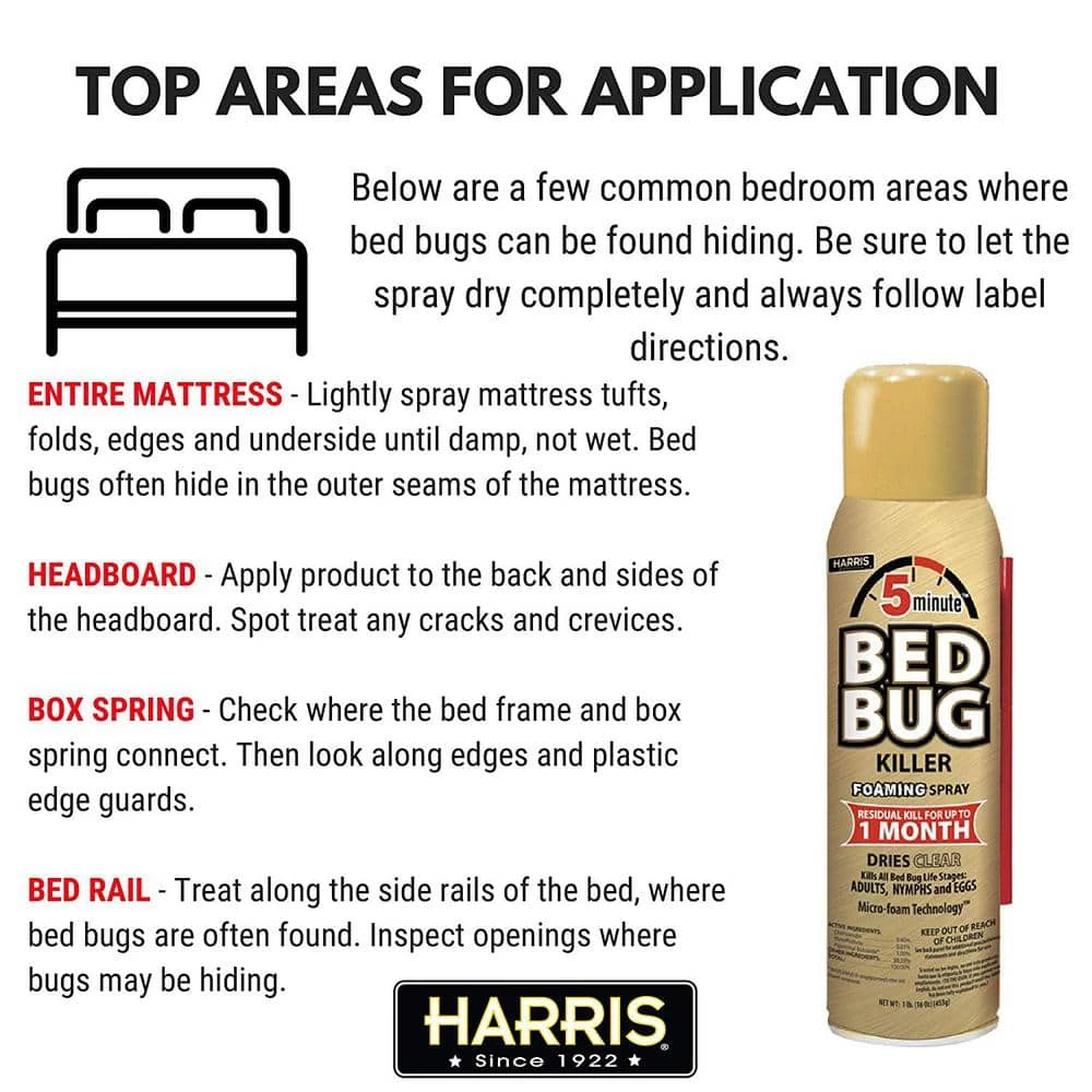 Harris 16 oz. 5-Minute Bed Bug Killer Foaming Spray/Kills All Life Stages (3-Pack) 5 Harris 16 oz. 5-Minute Bed Bug Killer Foaming Spray/Kills All Life Stages (3-Pack) - Image 5