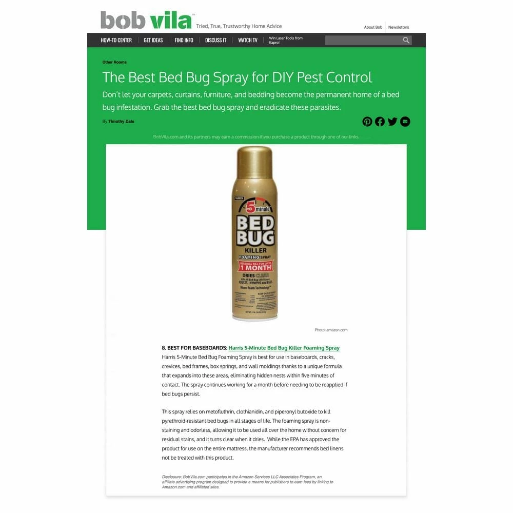 Harris 16 oz. 5-Minute Bed Bug Killer Foaming Spray/Kills All Life Stages (3-Pack) 8 Harris 16 oz. 5-Minute Bed Bug Killer Foaming Spray/Kills All Life Stages (3-Pack) - Image 8