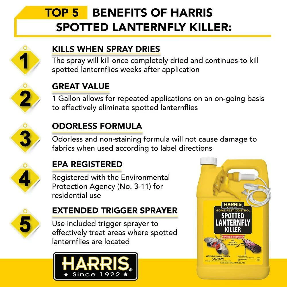 Harris 1 Gal. Spotted Lanternfly Killer with 1 Gal. Tank Sprayer (3-Pack) 2 Harris 1 Gal. Spotted Lanternfly Killer with 1 Gal. Tank Sprayer (3-Pack) - Image 2