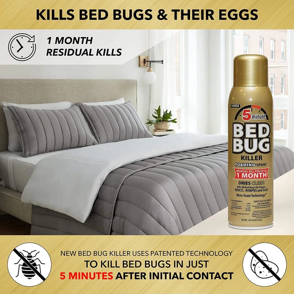 Harris 16 oz. 5-Minute Bed Bug Killer Foaming Spray/Kills All Life Stages (6-Pack) 3 Harris 16 oz. 5-Minute Bed Bug Killer Foaming Spray/Kills All Life Stages (6-Pack) - Image 3