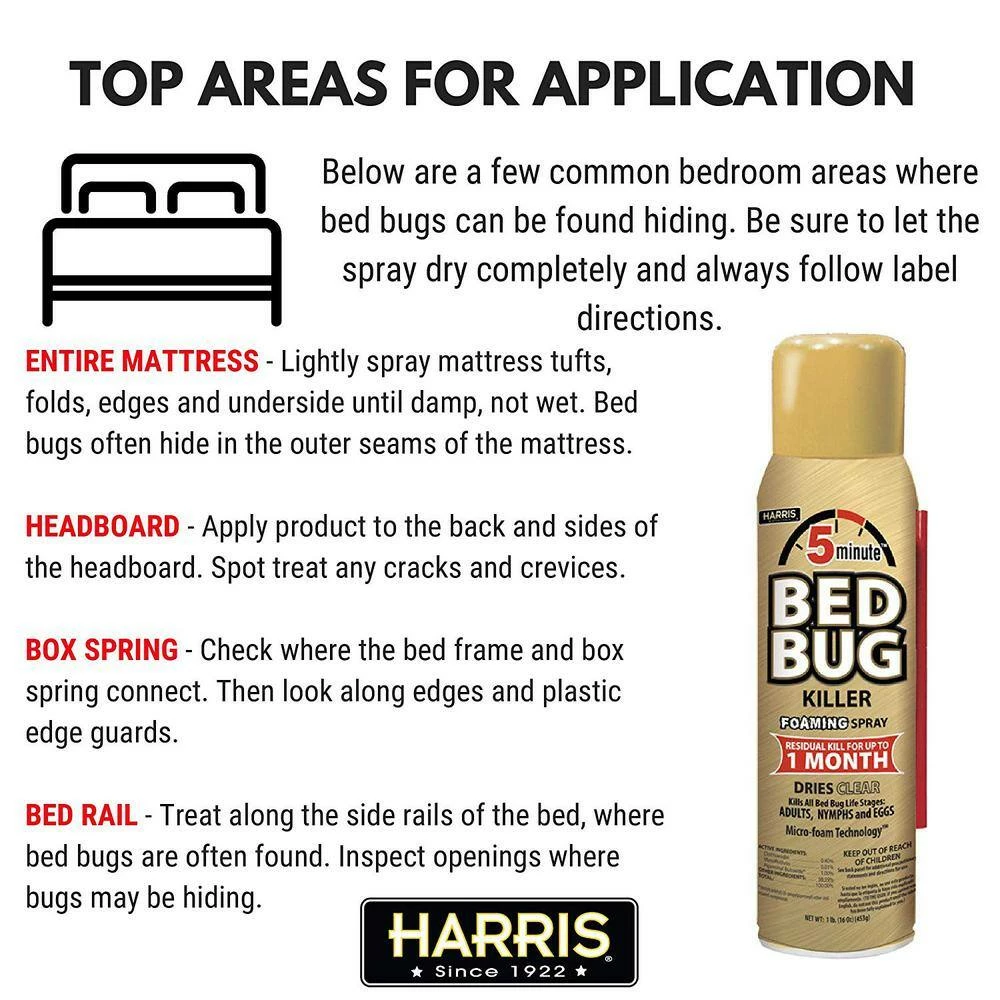 Harris 16 oz. 5-Minute Bed Bug Killer Foaming Spray/Kills All Life Stages (6-Pack) 6 Harris 16 oz. 5-Minute Bed Bug Killer Foaming Spray/Kills All Life Stages (6-Pack) - Image 6