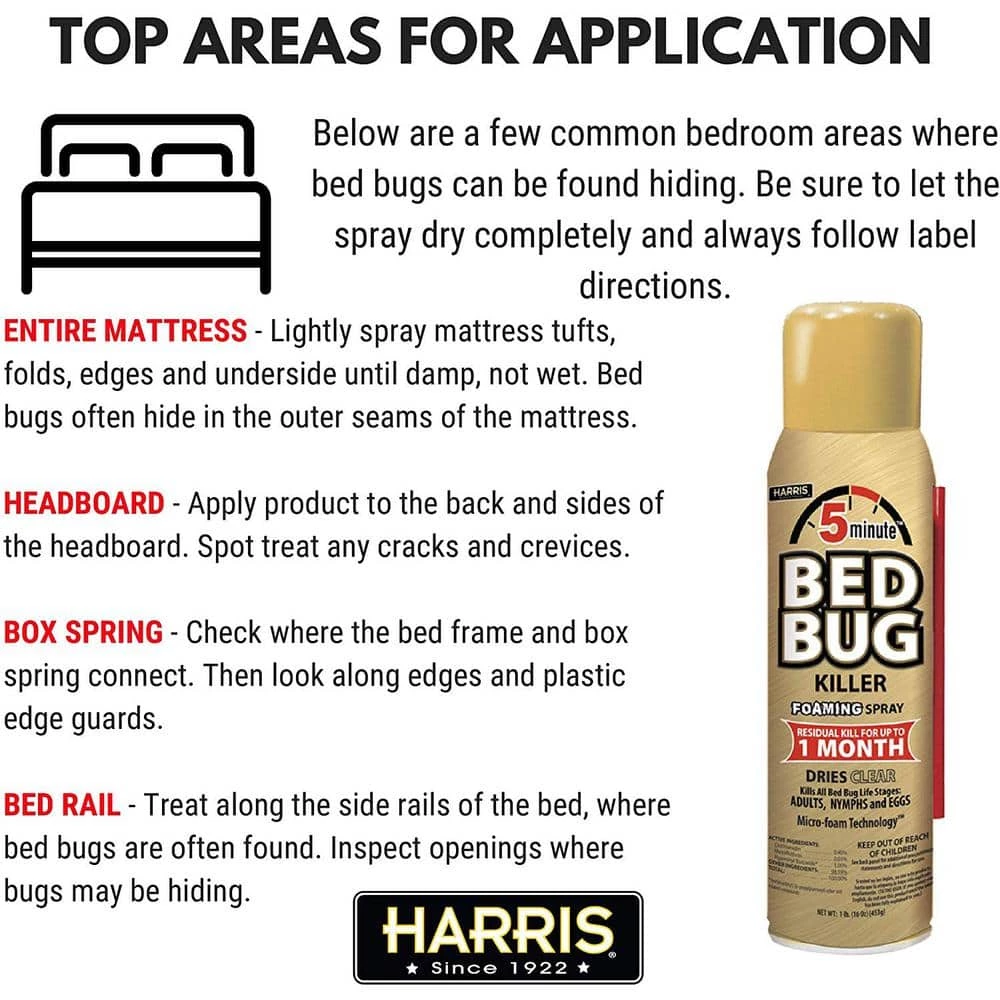 Harris 16 oz. 5-Minute Kills All Life Stages Bed Bug Killer Foaming Spray 4 Harris 16 oz. 5-Minute Kills All Life Stages Bed Bug Killer Foaming Spray - Image 4