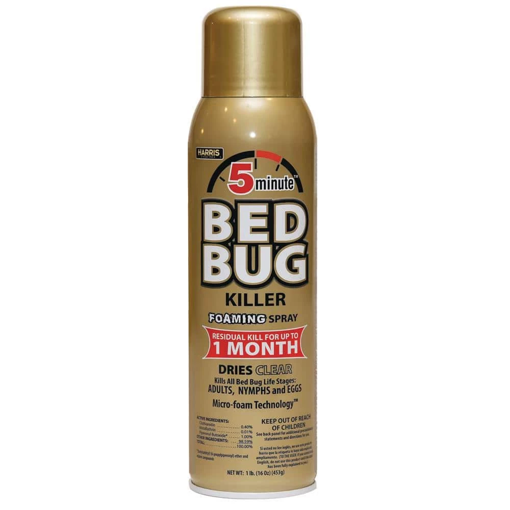 Harris 16 oz. 5-Minute Kills All Life Stages Bed Bug Killer Foaming Spray 1 Harris 16 oz. 5-Minute Kills All Life Stages Bed Bug Killer Foaming Spray