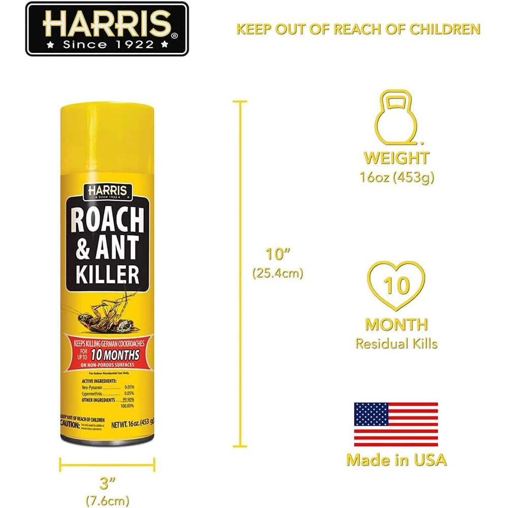 Harris 16 oz. 10-Month Roach and Ant Killer Aerosol Spray 6 Harris 16 oz. 10-Month Roach and Ant Killer Aerosol Spray - Image 6