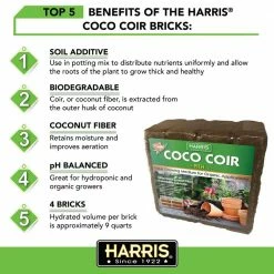 Harris 9 Gal. Expanding Coco Coir Pith (4 Brick Pack) and 32 oz. Organic Gardening Liquid Fish Fertilizer -Breeze Decor Sales Store harris grow media coco4 fish32 76 1000