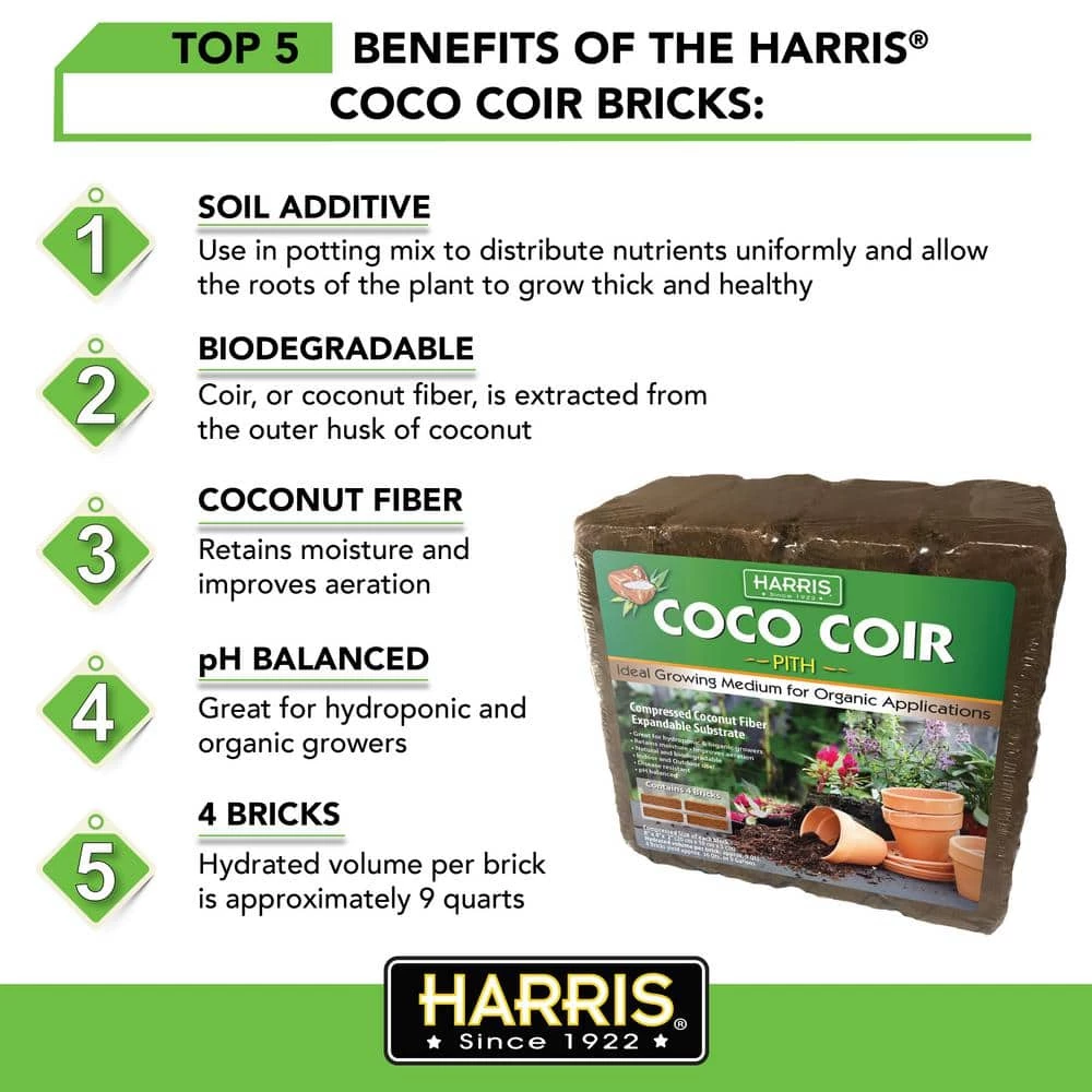 Harris 9 Gal. Expanding Coco Coir Pith (4 Brick pack) & 4 Qt. Premium Orchid Potting Mix 6 Harris 9 Gal. Expanding Coco Coir Pith (4 Brick pack) & 4 Qt. Premium Orchid Potting Mix - Image 6