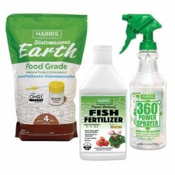 Harris Organic Gardening Liquid Fish Fertilizer and 100% Diatomaceous Earth Food Grade Value Pack