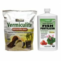 Harris 8Qt. Horticultural Vermiculite Gardening & 32 oz. Organic Gardening Liquid Fish Fertilizer