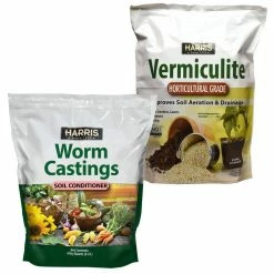 Harris 8 Qt. Premium Horticultural Vermiculite for Indoor Plants and 4 Qt. Worm Castings Premium Soil Conditioner
