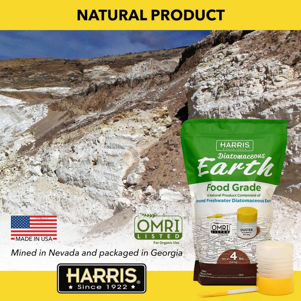 Harris 64 oz.(4 lb.) Diatomaceous Earth Food Grade 100% with Powder Duster Applicator 8 Harris 64 oz.(4 lb.) Diatomaceous Earth Food Grade 100% with Powder Duster Applicator - Image 8
