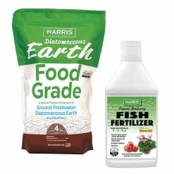 Harris 4 lbs. Diatomaceous Earth Food Grade 100% and 32 oz. Organic Gardening Liquid Fish Fertilizer and Plant Food Value Pack