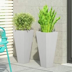 Noble House Bailor 28.50 in. Matte White Lightweight Concrete Planters (Set of 2) -Breeze Decor Sales Store matte white medium noble house plant pots 105693 31 1000