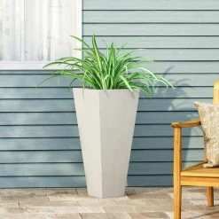 Noble House Ella Medium Matte White Concrete Planter
